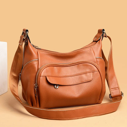 High Quality Soft Genuine Leather Shoulder Crossbody Bags for Women 2023 Luxury Cowhide Large Handbags Ladies Messenger Tote Sac