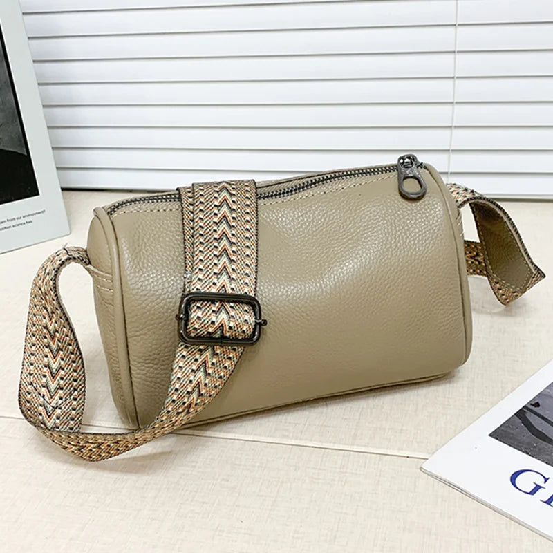 High Quality Soft Genuine Leather Women Shoulder Bag Women's Bag Solid Color Cow Leather Ladies Handbag Female Crossbody Bag Sac