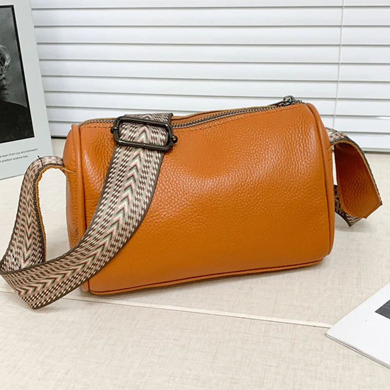High Quality Soft Genuine Leather Women Shoulder Bag Women's Bag Solid Color Cow Leather Ladies Handbag Female Crossbody Bag Sac