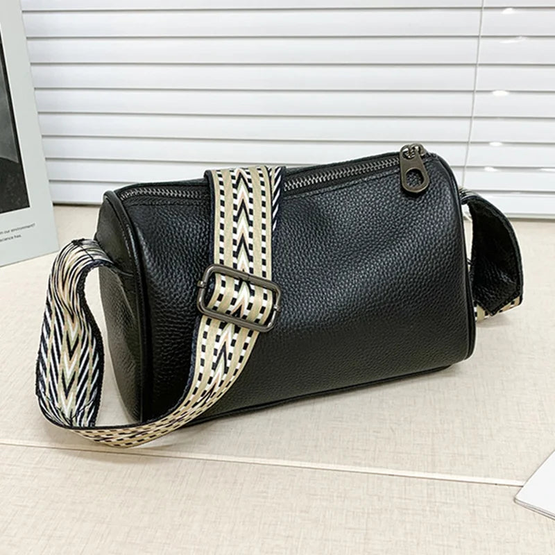 High Quality Soft Genuine Leather Women Shoulder Bag Women's Bag Solid Color Cow Leather Ladies Handbag Female Crossbody Bag Sac