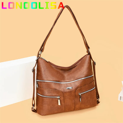 High Quality Soft Leather Backpack Women Shoulder Crossbody Bags Multifunction Travel Bookbag for Female Ladies Rucksack Mochila