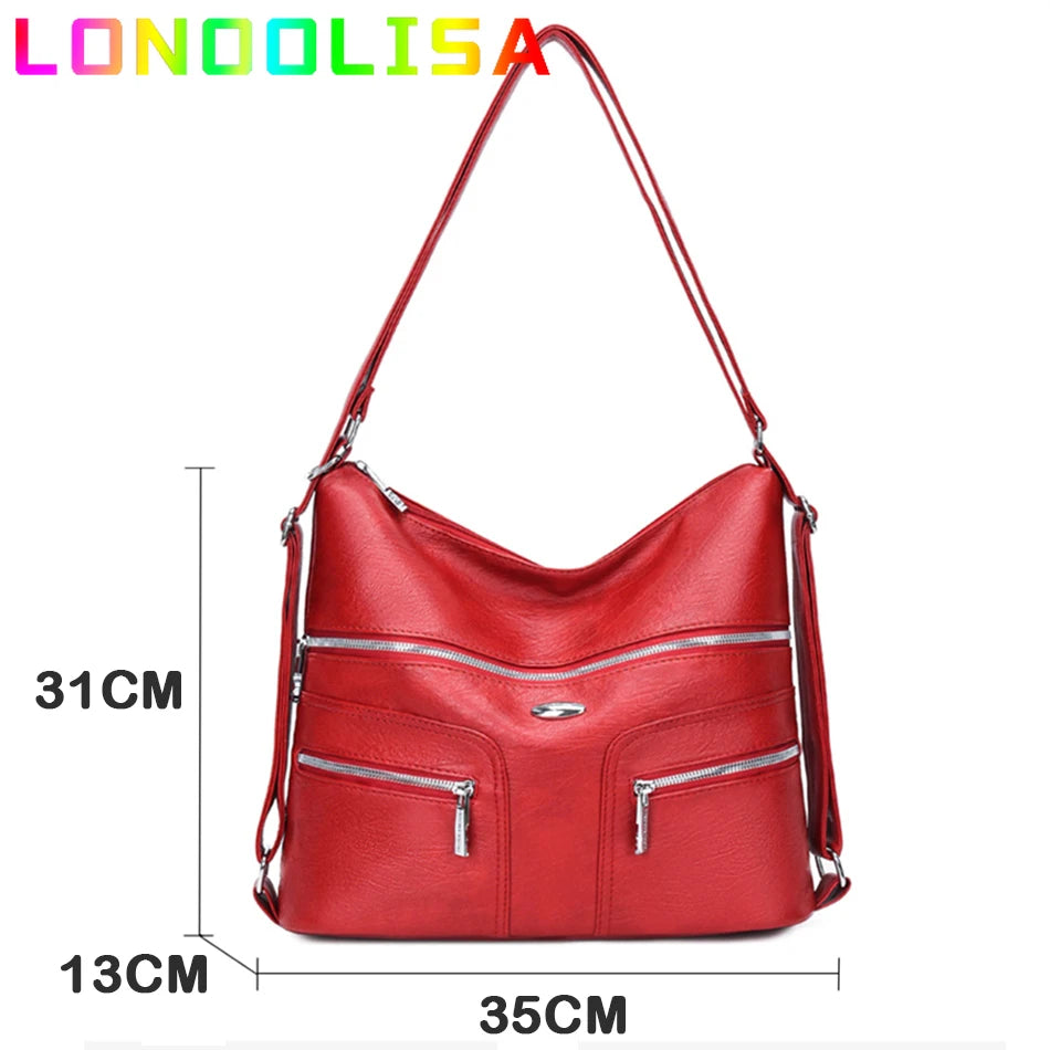 High Quality Soft Leather Backpack Women Shoulder Crossbody Bags Multifunction Travel Bookbag for Female Ladies Rucksack Mochila