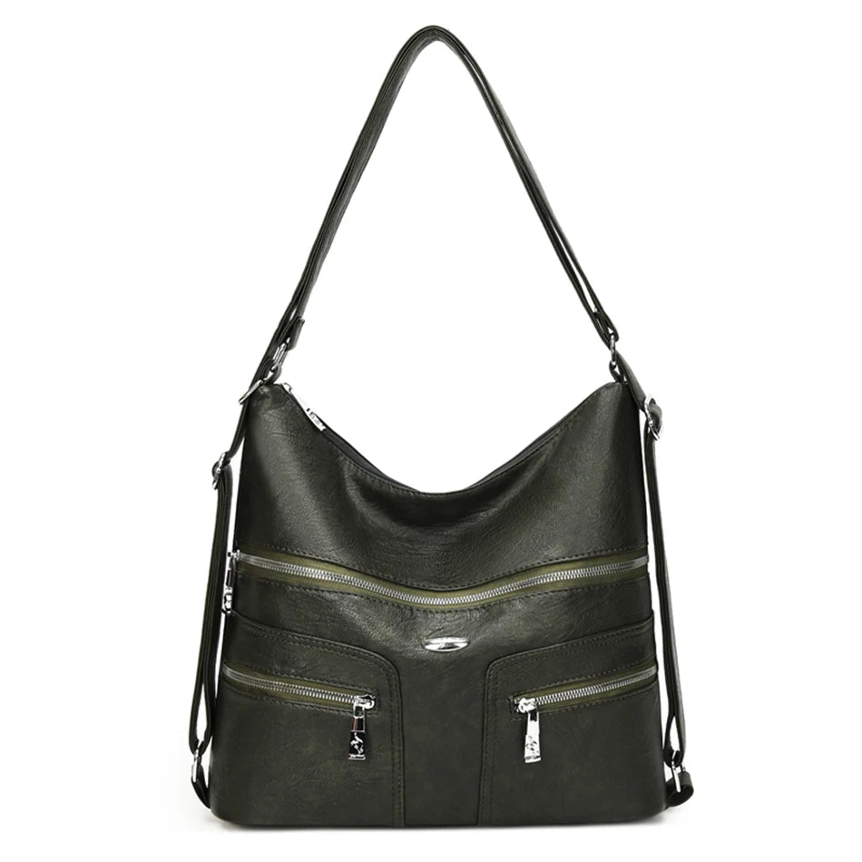 High Quality Soft Leather Backpack Women Shoulder Crossbody Bags Multifunction Travel Bookbag for Female Ladies Rucksack Mochila