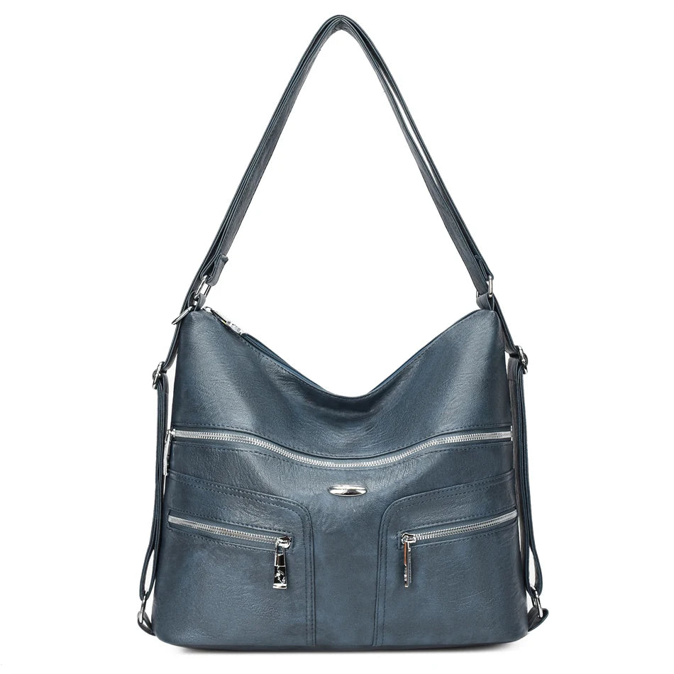 High Quality Soft Leather Backpack Women Shoulder Crossbody Bags Multifunction Travel Bookbag for Female Ladies Rucksack Mochila