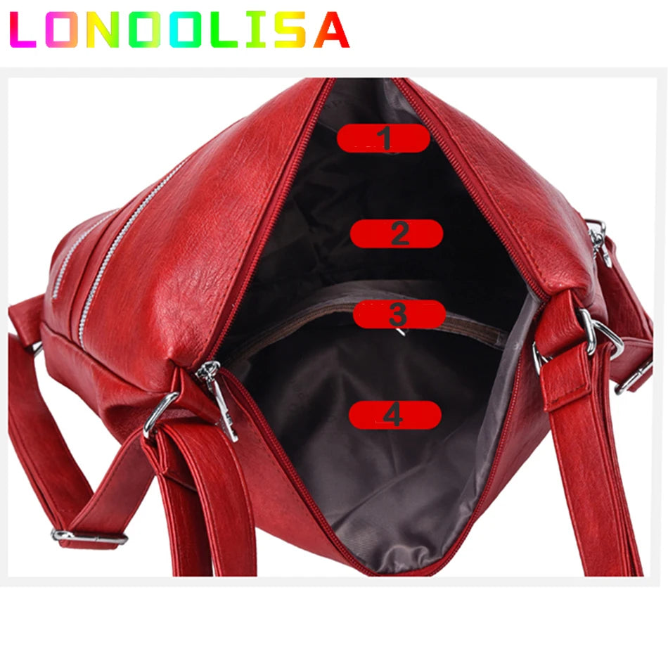 High Quality Soft Leather Backpack Women Shoulder Crossbody Bags Multifunction Travel Bookbag for Female Ladies Rucksack Mochila