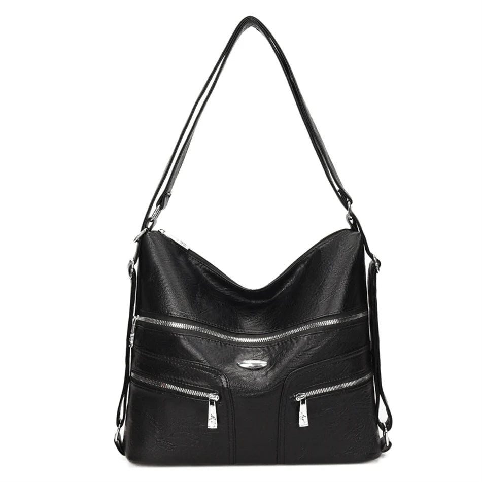 High Quality Soft Leather Backpack Women Shoulder Crossbody Bags Multifunction Travel Bookbag for Female Ladies Rucksack Mochila