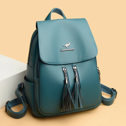 High Quality Soft Leather Bagpack Women Fashion Anti-theft Backpack 2023New Casual Ladies Shoulder Bag Large Capacity School Bag