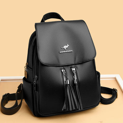 High Quality Soft Leather Bagpack Women Fashion Anti-theft Backpack 2023New Casual Ladies Shoulder Bag Large Capacity School Bag