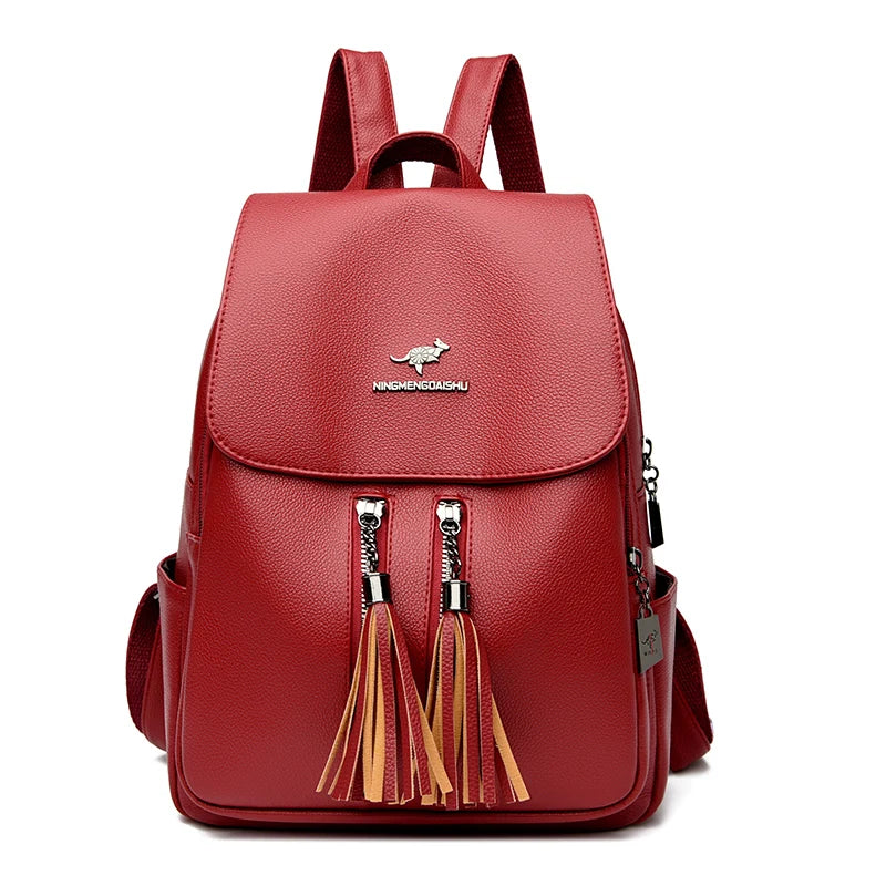 High Quality Soft Leather Bagpack Women Fashion Anti-theft Backpack 2023New Casual Ladies Shoulder Bag Large Capacity School Bag