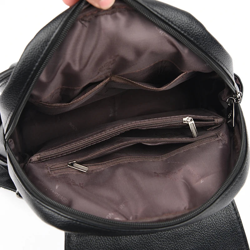 High Quality Soft Leather Bagpack Women Fashion Anti-theft Backpack 2023New Casual Ladies Shoulder Bag Large Capacity School Bag