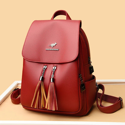 High Quality Soft Leather Bagpack Women Fashion Anti-theft Backpack 2023New Casual Ladies Shoulder Bag Large Capacity School Bag
