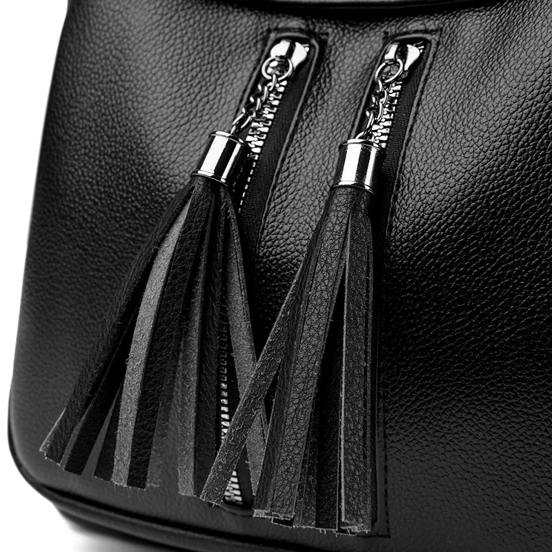High Quality Soft Leather Bagpack Women Fashion Anti-theft Backpack 2023New Casual Ladies Shoulder Bag Large Capacity School Bag