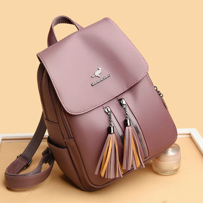 High Quality Soft Leather Bagpack Women Fashion Anti-theft Backpack 2023New Casual Ladies Shoulder Bag Large Capacity School Bag