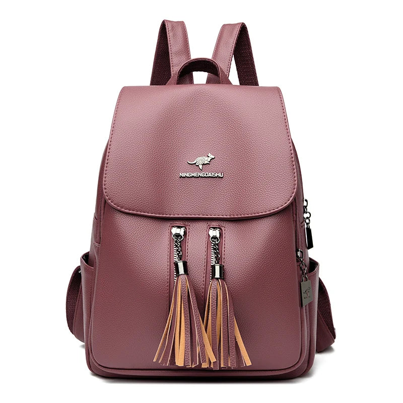 High Quality Soft Leather Bagpack Women Fashion Anti-theft Backpack 2023New Casual Ladies Shoulder Bag Large Capacity School Bag