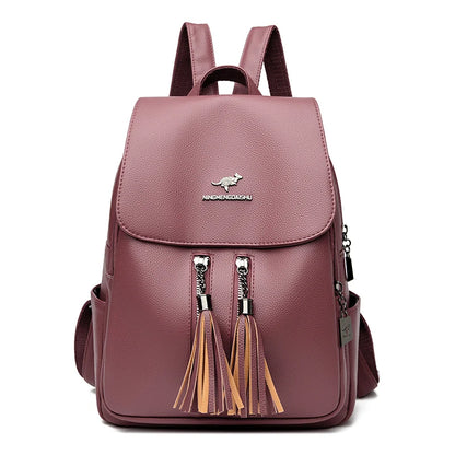 High Quality Soft Leather Bagpack Women Fashion Anti-theft Backpack 2023New Casual Ladies Shoulder Bag Large Capacity School Bag