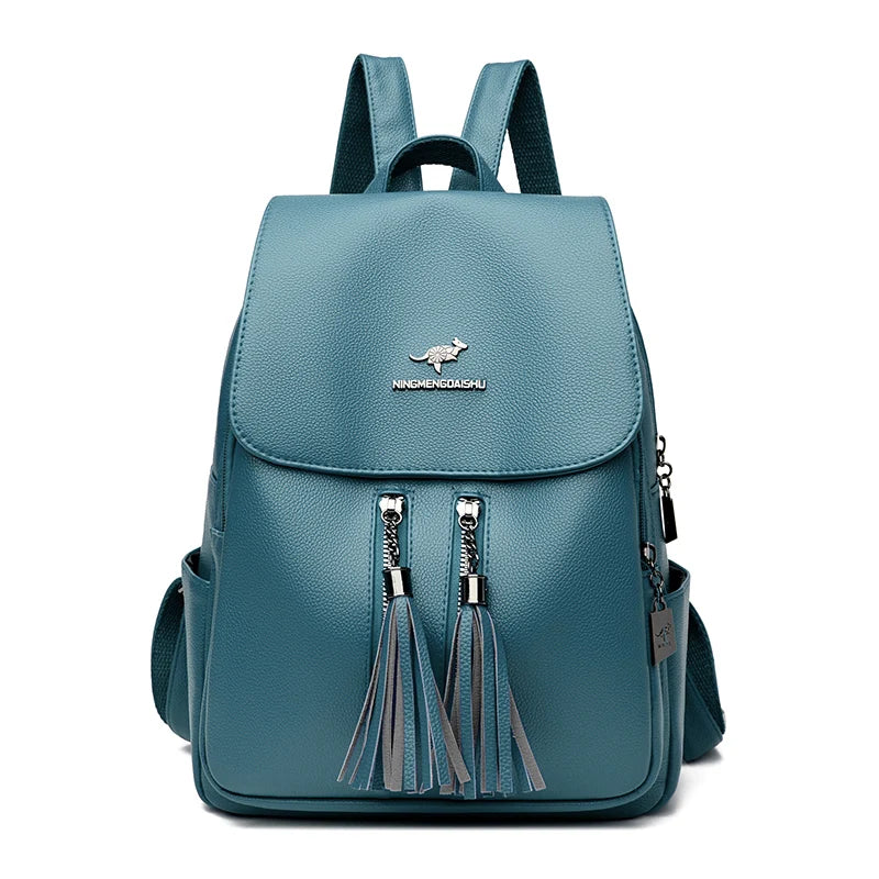 High Quality Soft Leather Bagpack Women Fashion Anti-theft Backpack 2023New Casual Ladies Shoulder Bag Large Capacity School Bag