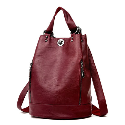 High Quality Soft Leather Bagpack Women Fashion Anti-theft Backpack 2024 New Casual Lides Shoulder Bag Large Capacity School Bag
