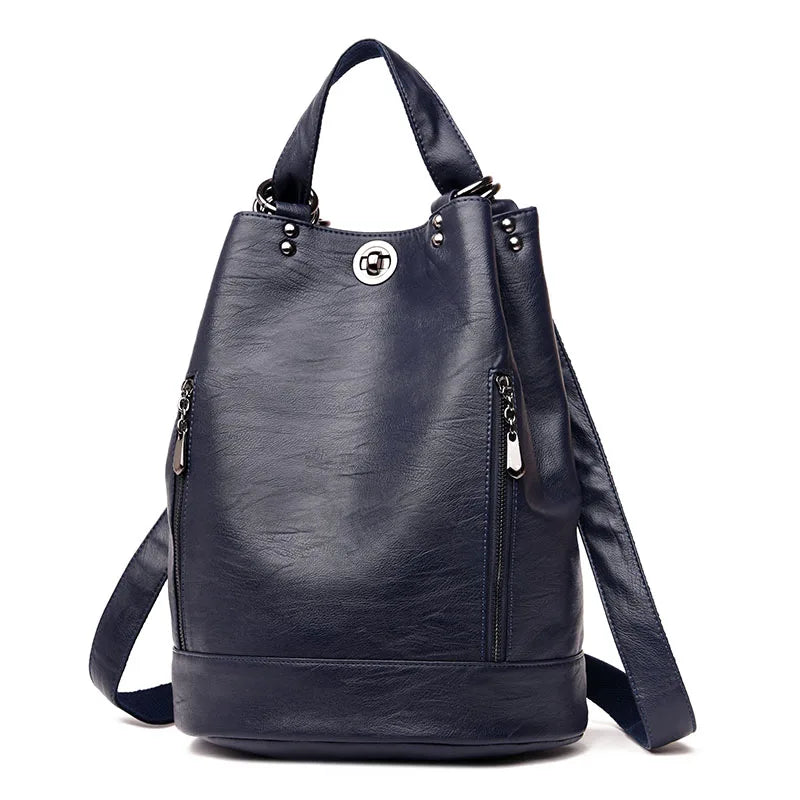 High Quality Soft Leather Bagpack Women Fashion Anti-theft Backpack 2024 New Casual Lides Shoulder Bag Large Capacity School Bag