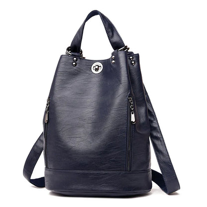 High Quality Soft Leather Bagpack Women Fashion Anti-theft Backpack 2024 New Casual Lides Shoulder Bag Large Capacity School Bag