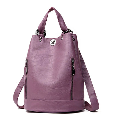 High Quality Soft Leather Bagpack Women Fashion Anti-theft Backpack 2024 New Casual Lides Shoulder Bag Large Capacity School Bag