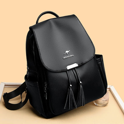 High Quality Soft Leather Ladies Backpack Fashion Crocodile Pattern Women's School Bag Solid Color Retro Casual Travel Backpacks