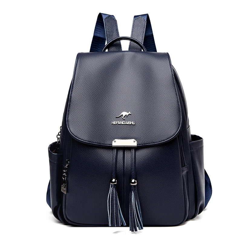 High Quality Soft Leather Ladies Backpack Fashion Crocodile Pattern Women's School Bag Solid Color Retro Casual Travel Backpacks
