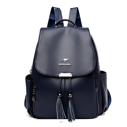 High Quality Soft Leather Ladies Backpack Fashion Crocodile Pattern Women's School Bag Solid Color Retro Casual Travel Backpacks