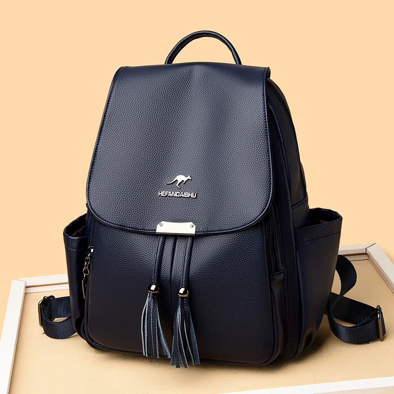 High Quality Soft Leather Ladies Backpack Fashion Crocodile Pattern Women's School Bag Solid Color Retro Casual Travel Backpacks