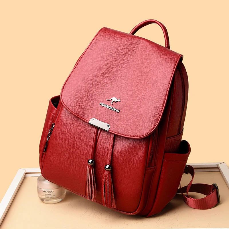 High Quality Soft Leather Ladies Backpack Fashion Crocodile Pattern Women's School Bag Solid Color Retro Casual Travel Backpacks