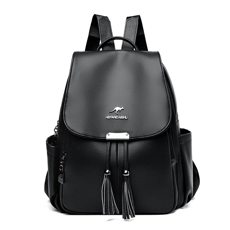 High Quality Soft Leather Ladies Backpack Fashion Crocodile Pattern Women's School Bag Solid Color Retro Casual Travel Backpacks