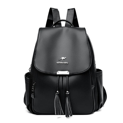 High Quality Soft Leather Ladies Backpack Fashion Crocodile Pattern Women's School Bag Solid Color Retro Casual Travel Backpacks