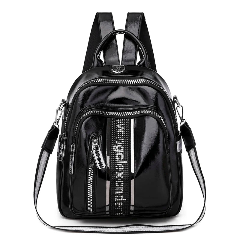 High Quality Soft Leather PU Backpacks With Diamond Inlaid Letter Design Backpack Luxury Brand Women's Travel Mochilas Sac A Dos