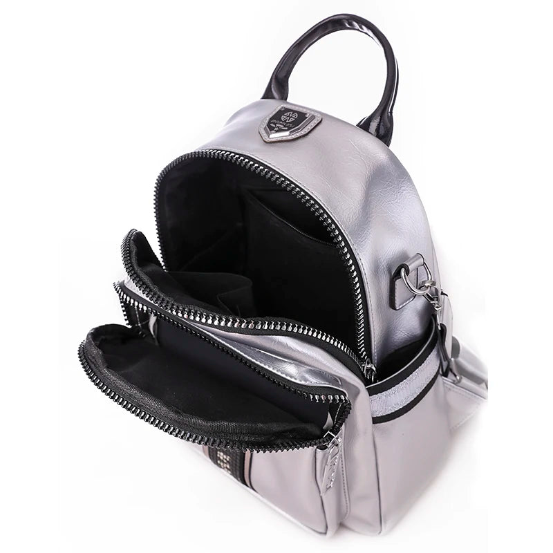 High Quality Soft Leather PU Backpacks With Diamond Inlaid Letter Design Backpack Luxury Brand Women's Travel Mochilas Sac A Dos