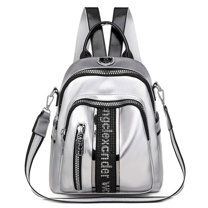 High Quality Soft Leather PU Backpacks With Diamond Inlaid Letter Design Backpack Luxury Brand Women's Travel Mochilas Sac A Dos