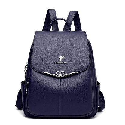 High Quality Soft Leather Women's Backpack Large Capacity Female Shoulder Bags Fashionable Trendy Girl School Student Bookpack