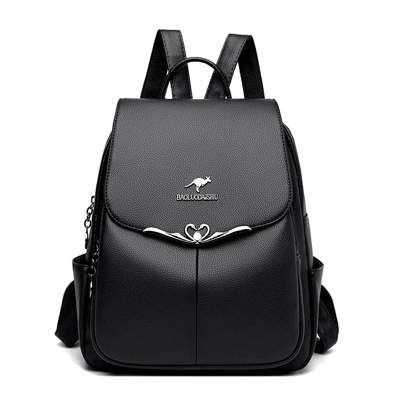 High Quality Soft Leather Women's Backpack Large Capacity Female Shoulder Bags Fashionable Trendy Girl School Student Bookpack