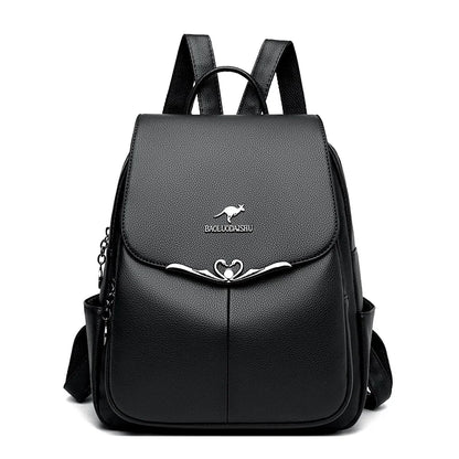 High Quality Soft Leather Women's Backpack Large Capacity Female Shoulder Bags Fashionable Trendy Girl School Student Bookpack