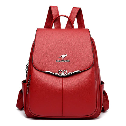 High Quality Soft Leather Women's Backpack Large Capacity Female Shoulder Bags Fashionable Trendy Girl School Student Bookpack