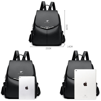 High Quality Soft Leather Women's Backpack Large Capacity Female Shoulder Bags Fashionable Trendy Girl School Student Bookpack