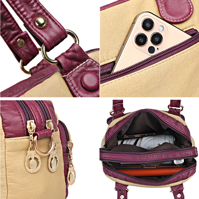 High Quality Soft Leather Women's Handbags Luxury Small Female Shoulder Bags Casual Ladies Tote Bag Designer Rivet Messenger Bag
