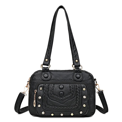 High Quality Soft Leather Women's Handbags Luxury Small Female Shoulder Bags Casual Ladies Tote Bag Designer Rivet Messenger Bag
