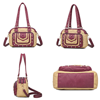 High Quality Soft Leather Women's Handbags Luxury Small Female Shoulder Bags Casual Ladies Tote Bag Designer Rivet Messenger Bag