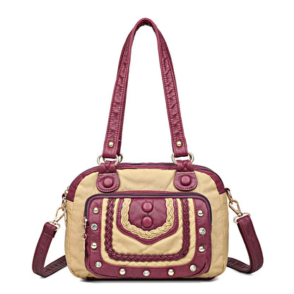 High Quality Soft Leather Women's Handbags Luxury Small Female Shoulder Bags Casual Ladies Tote Bag Designer Rivet Messenger Bag