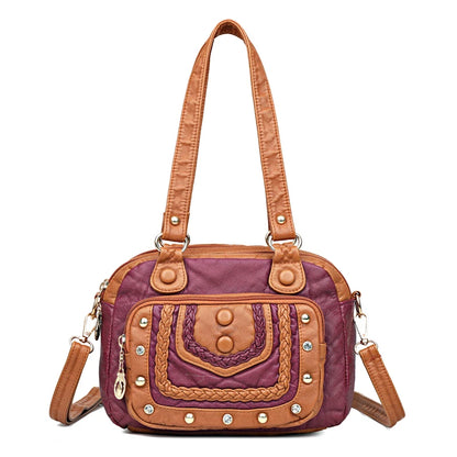 High Quality Soft Leather Women's Handbags Luxury Small Female Shoulder Bags Casual Ladies Tote Bag Designer Rivet Messenger Bag