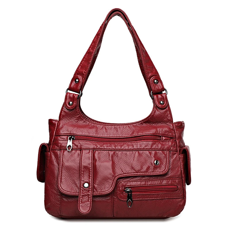 High Quality Soft Leather Women's Shoulder Bags Multi-Layer Female Crossbody Bag Luxury Designer Handbags Large  Ladies Tote Sac