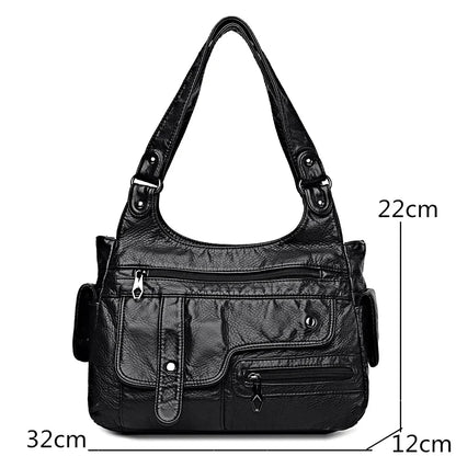 High Quality Soft Leather Women's Shoulder Bags Multi-Layer Female Crossbody Bag Luxury Designer Handbags Large  Ladies Tote Sac