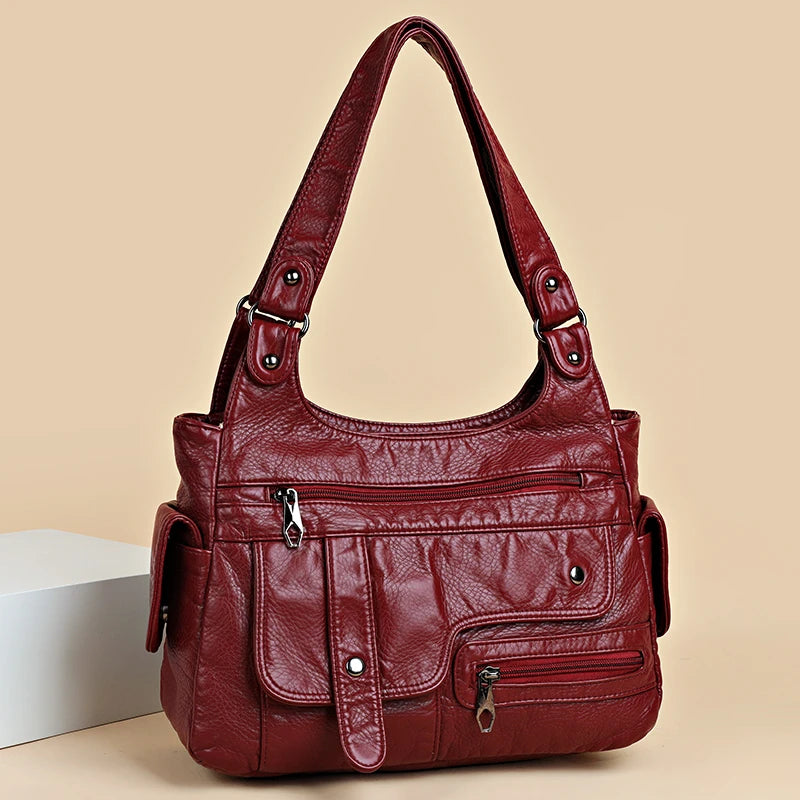 High Quality Soft Leather Women's Shoulder Bags Multi-Layer Female Crossbody Bag Luxury Designer Handbags Large  Ladies Tote Sac