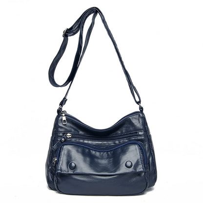 High Quality Soft PU Leather Crossbody Bag Vintage Many Pockets Messenger Bag for Women 2022 Casual Shoulder Handbags and Purses