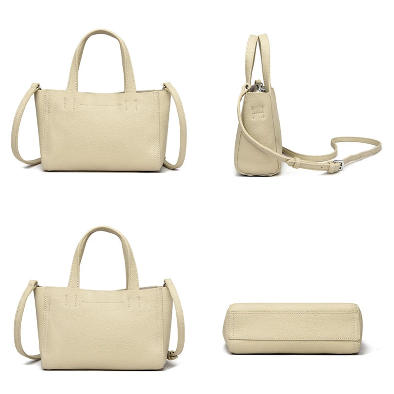 High Quality Solid Color 100% Cowhide Shoulder Crossbody Bags For Women Small Genuine Leather Handbags Female Messenger Tote Sac