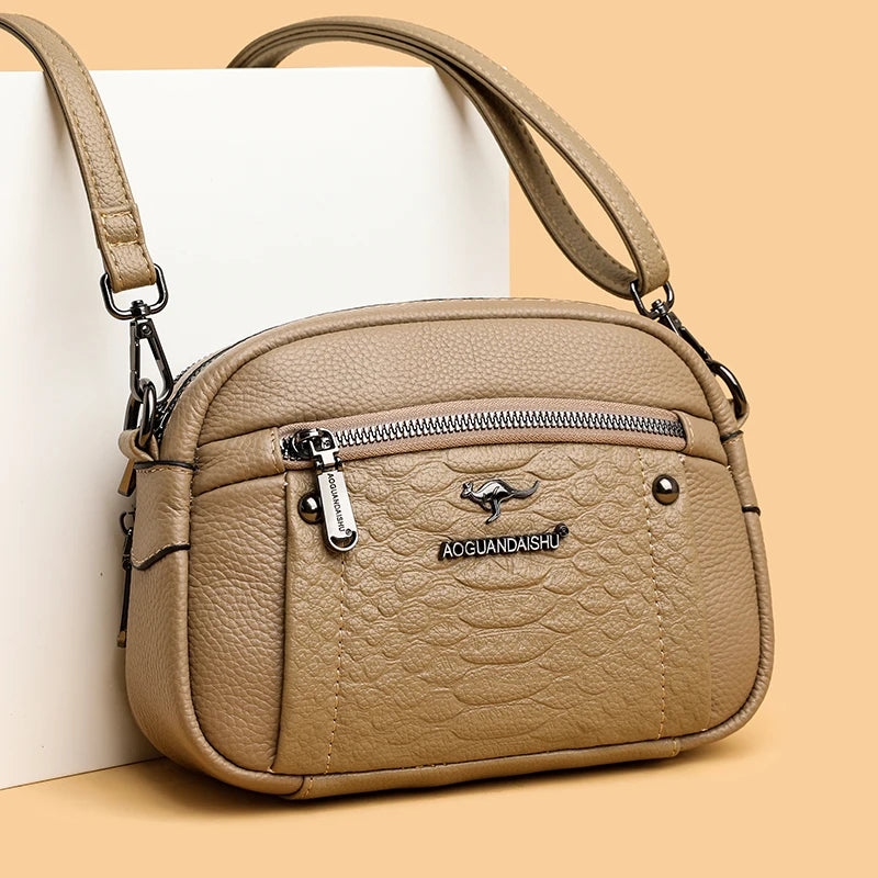 High Quality Solid Color Cow Leather Shoulder Crossbody Bags For Women 2023 Soft Genuine Leather Ladies Handbag Female Totes Sac